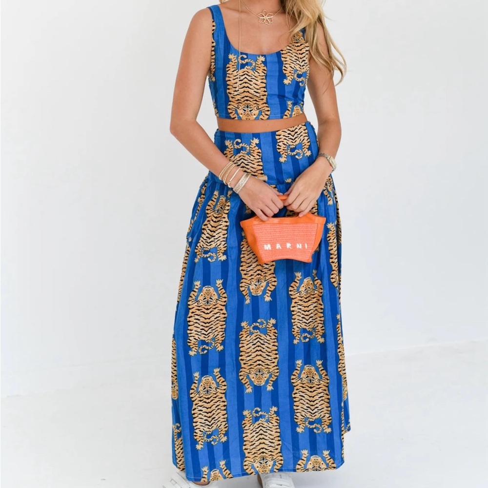 Fancy D Boutique Ginger Maxi Skirt Set - Blue Striped Tiger